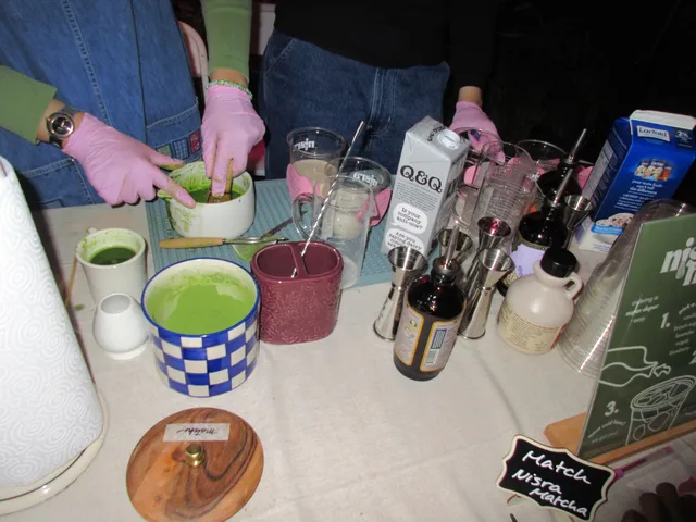 Preparing matcha drinks for guests