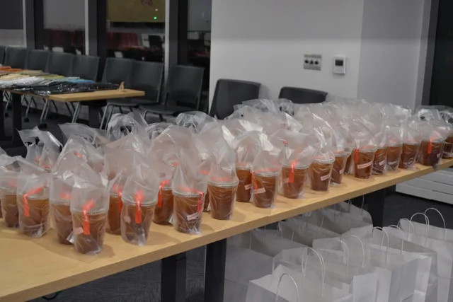 Drinks and gift bags prepared for attendees